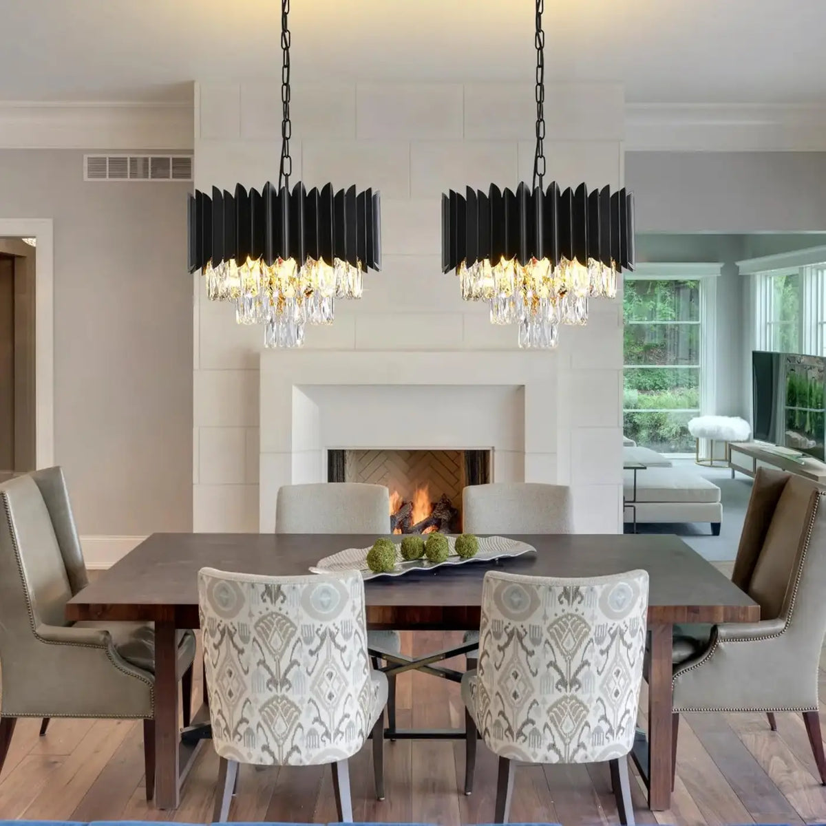 Suspension en Cristal Noir et Or Rose – Riselle