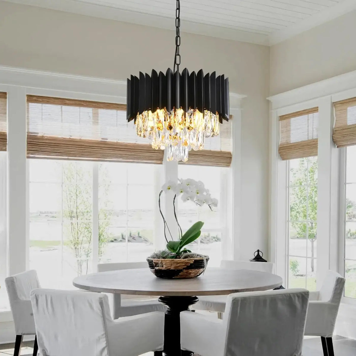 Suspension en Cristal Noir et Or Rose – Riselle