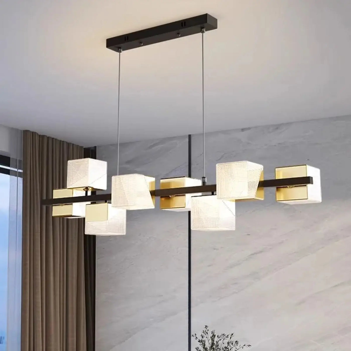 Suspension Rectangulaire à Abat-jour Géométriques – Zolo