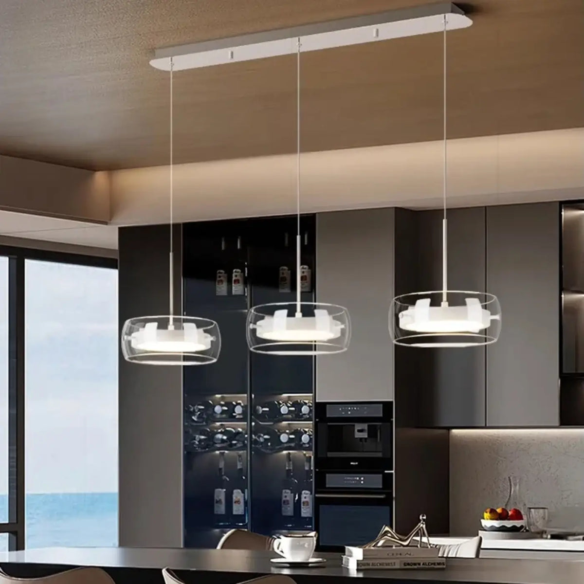 Suspension Trio en Verre Transparent LED – Tridane