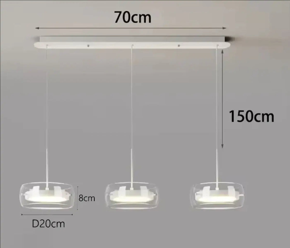 Suspension Trio en Verre Transparent LED – Tridane
