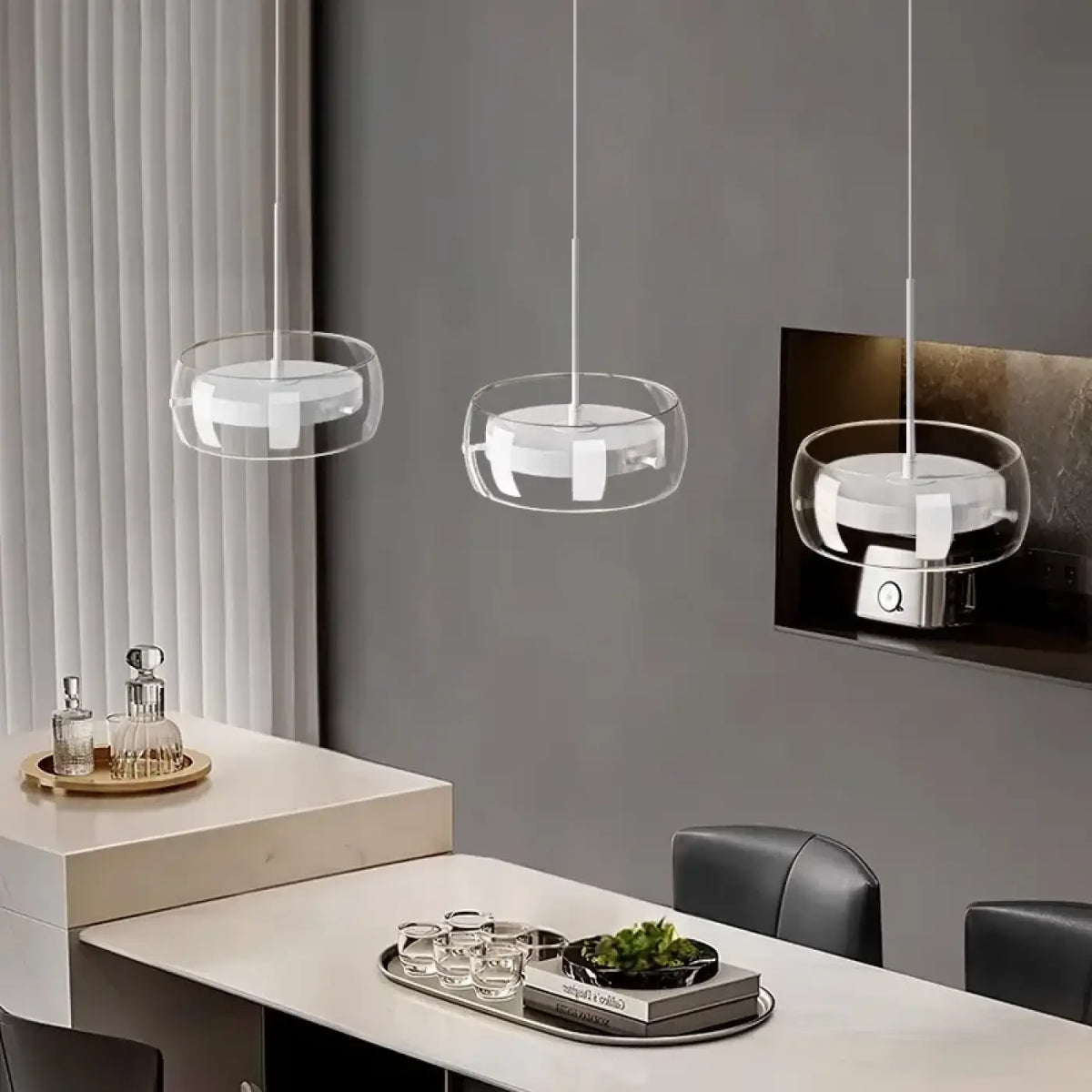 Suspension Trio en Verre Transparent LED – Tridane