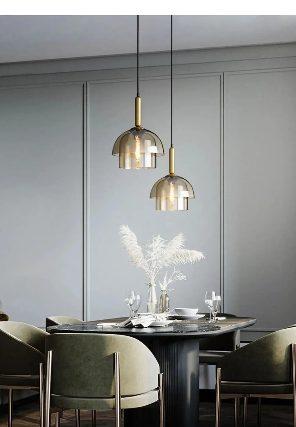 Suspension Art Déco Verre et Laiton – Darette