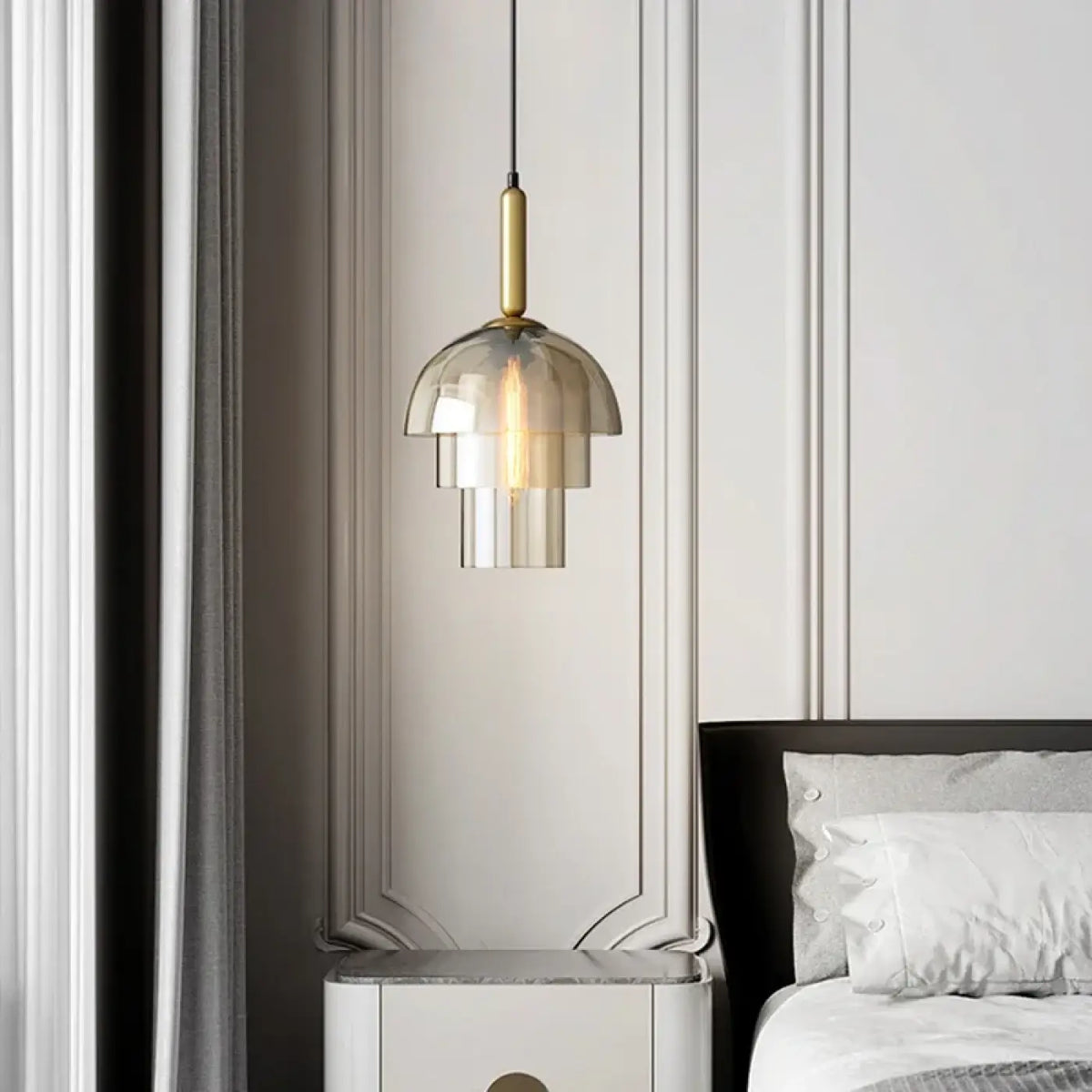 Suspension Art Déco Verre et Laiton – Darette
