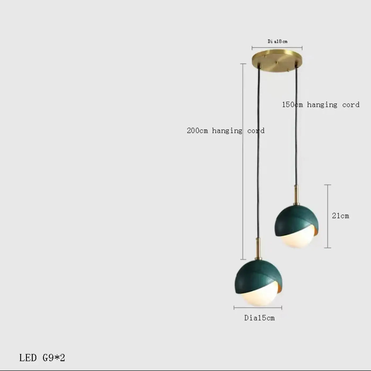 Suspension Multiple Vert et Doré – Feson