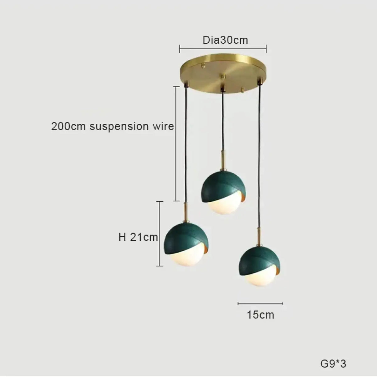 Suspension Multiple Vert et Doré – Feson
