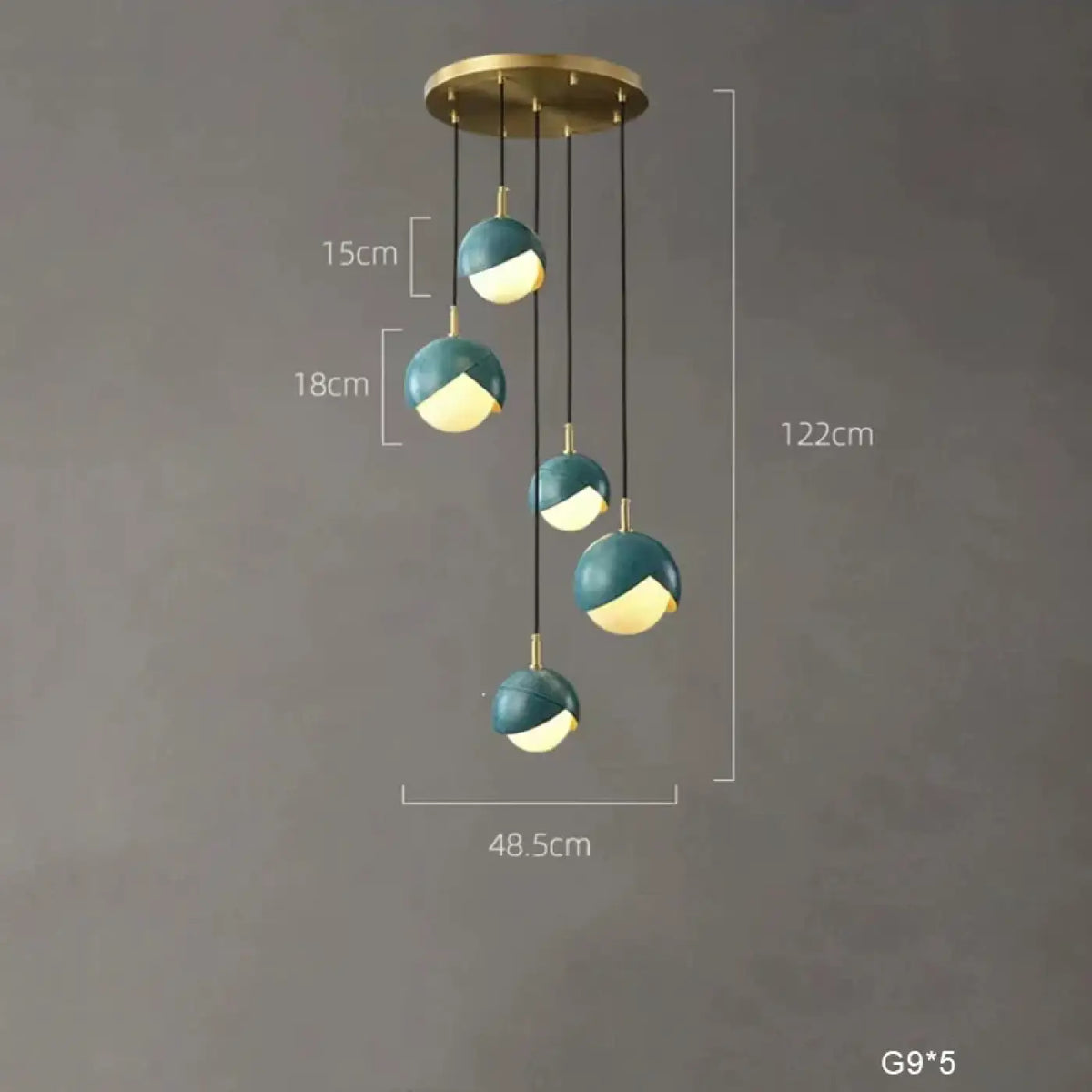 Suspension Multiple Vert et Doré – Feson
