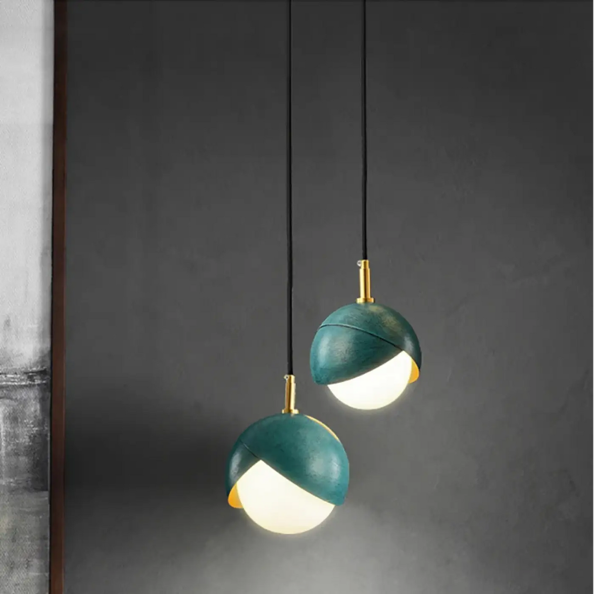 Suspension Multiple Vert et Doré – Feson