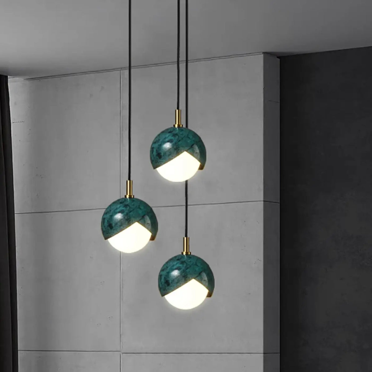 Suspension Multiple Vert et Doré – Feson
