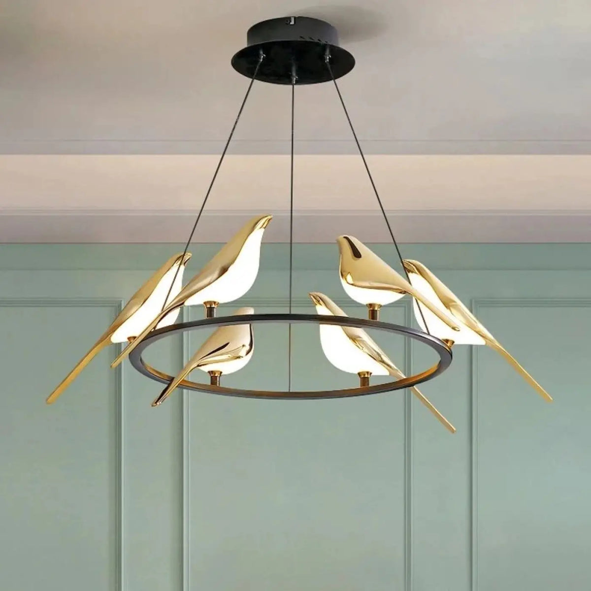 Suspension Cercle Doré aux Oiseaux – Fasa