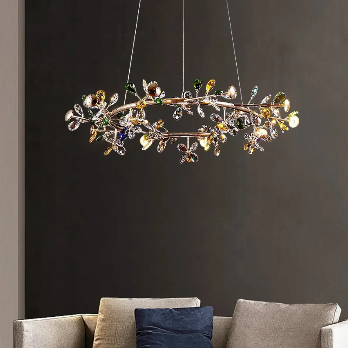 Suspension Ovale en Cristal Multicolore – Novette