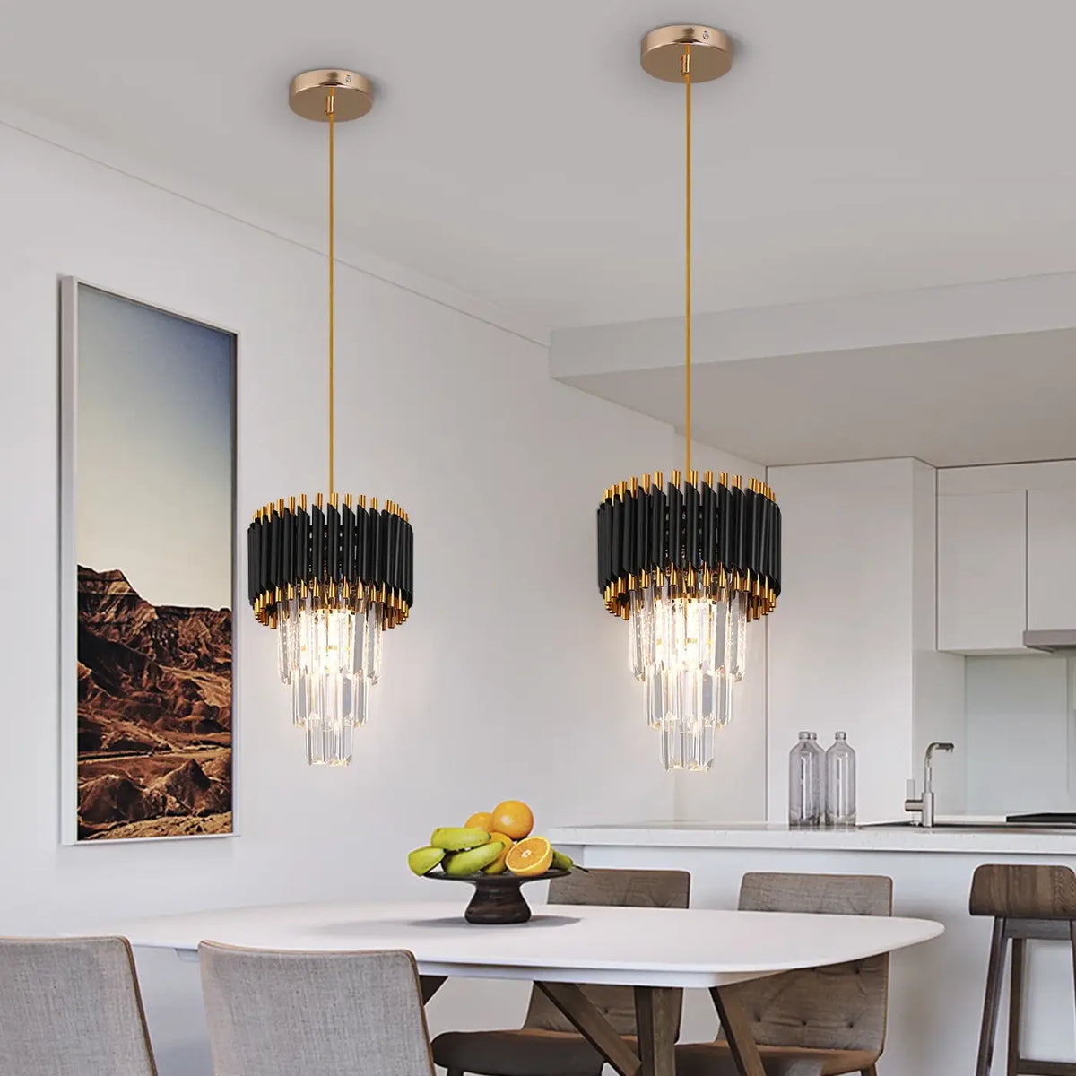Suspension Art Déco Dorée et Verre – Kesia