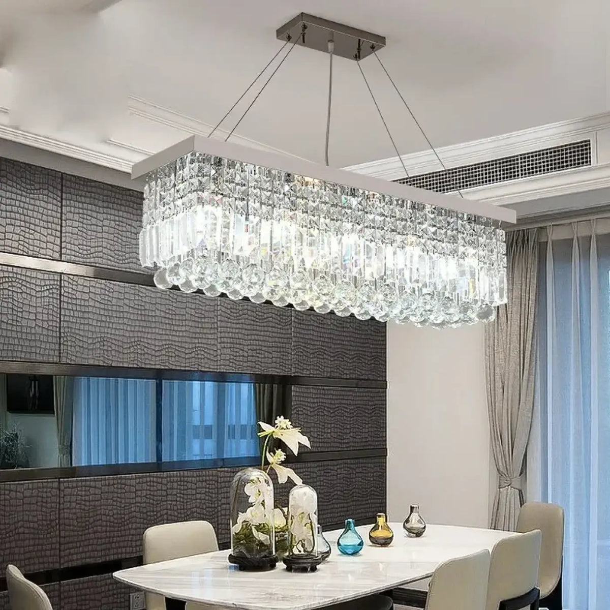 Suspension Rectangulaire en Cristal – Ramane
