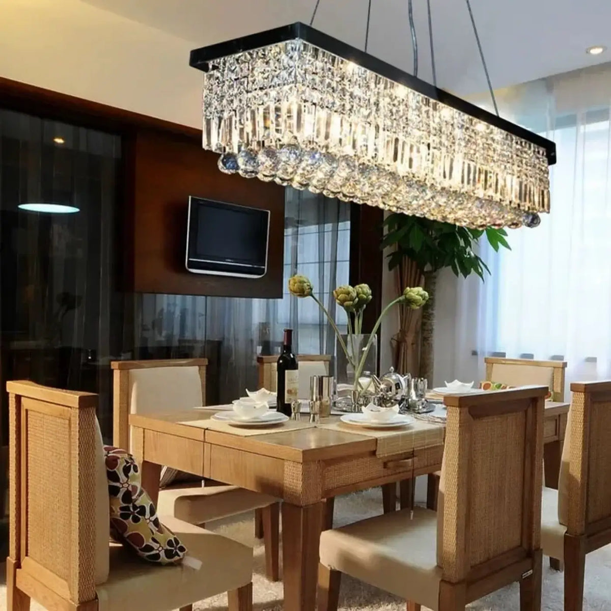 Suspension Rectangulaire en Cristal – Ramane