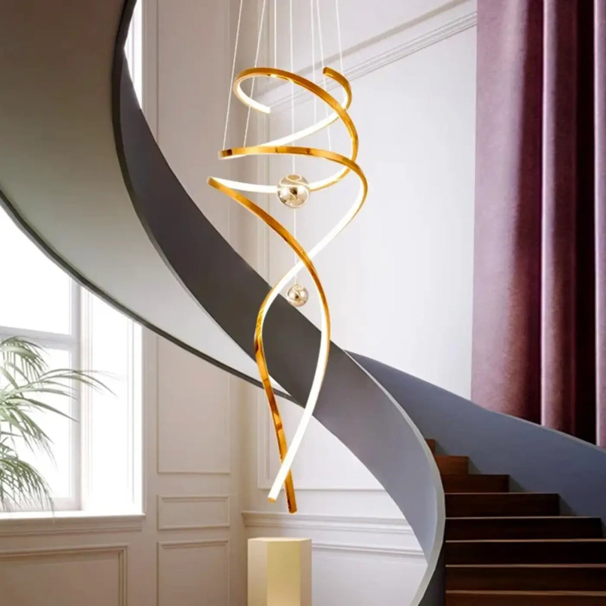 Suspension Spirale LED Dorée – Bisan