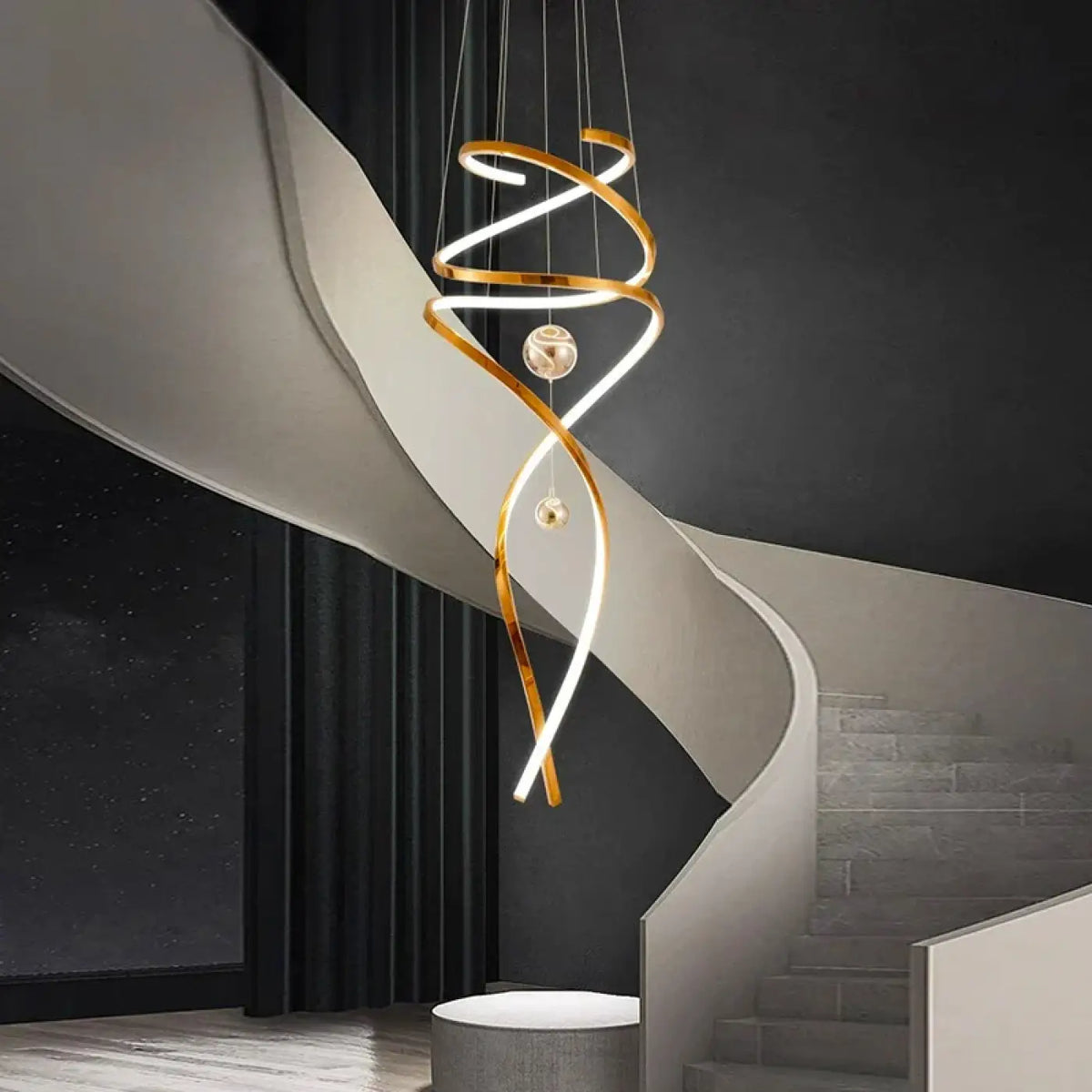 Suspension Spirale LED Dorée – Bisan