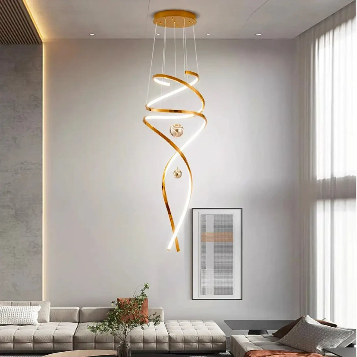 Suspension Spirale LED Dorée – Bisan