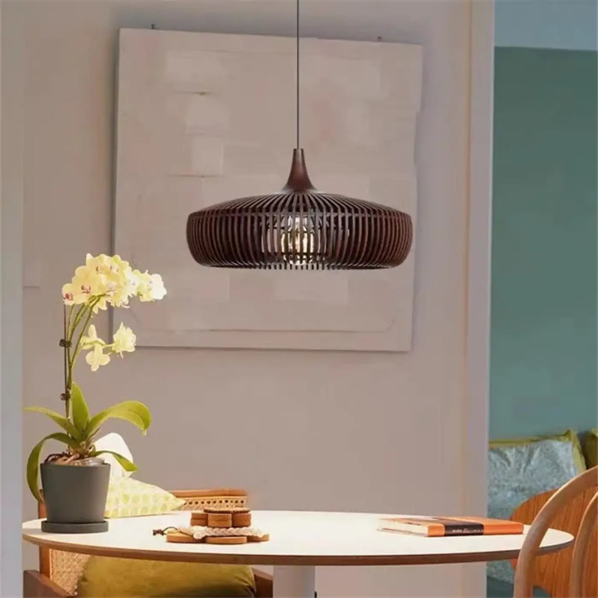 Suspension en Bois Naturel Tissé – Fisane