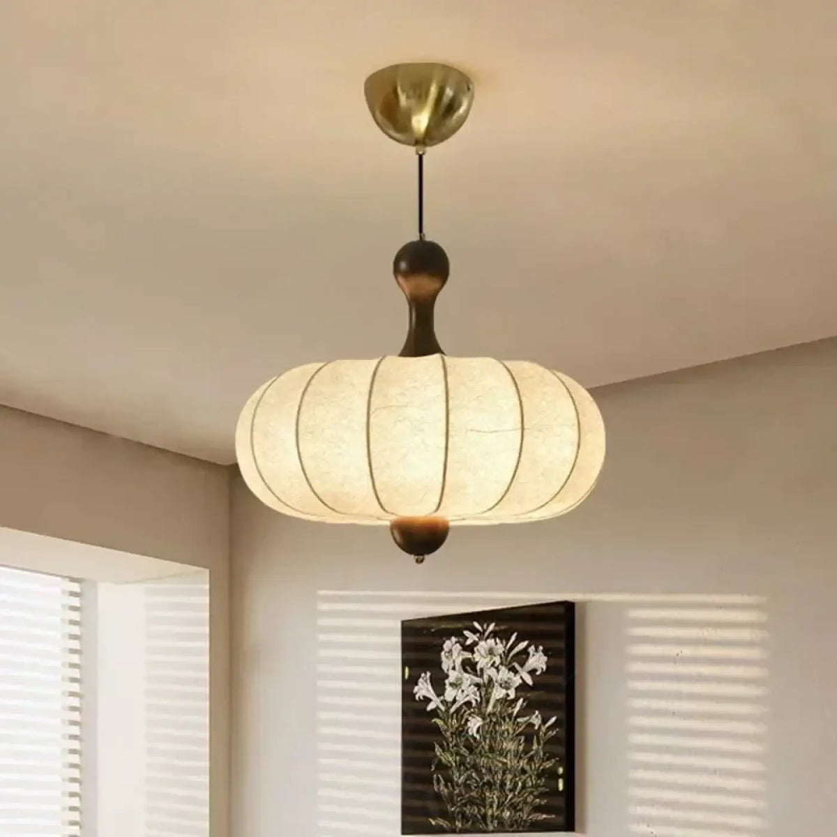 Suspension Tissu Plissé et Bois Japonaise – Salette