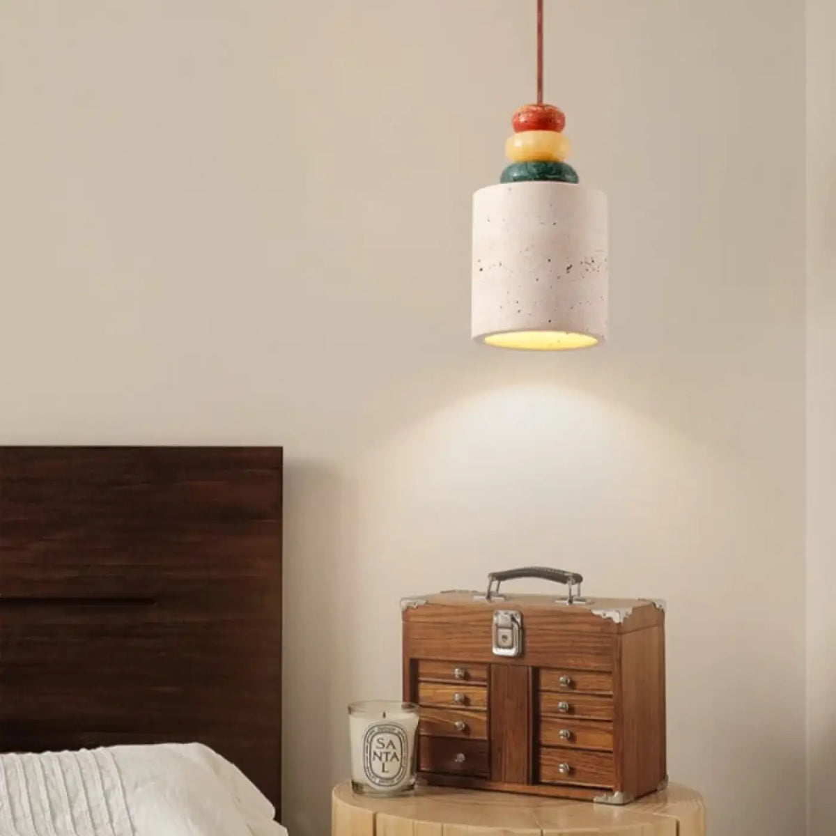 Suspension Travertin Jaune et Bois – Prosel