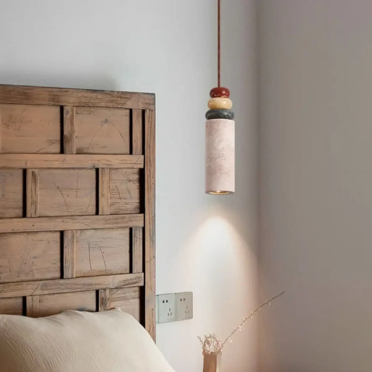 Suspension Travertin Jaune et Bois – Prosel