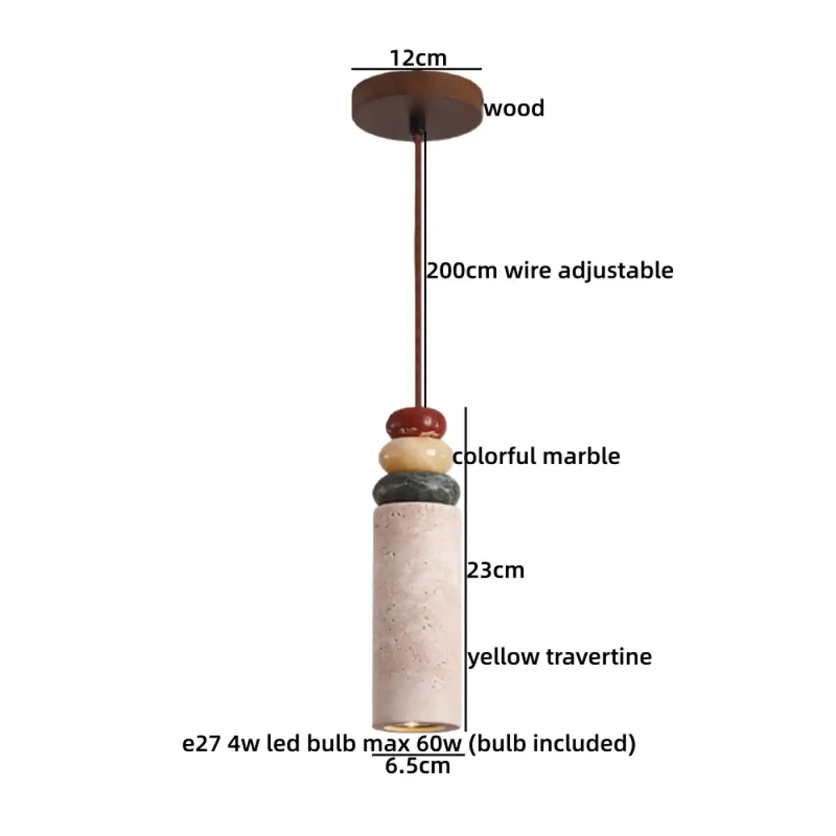 Suspension Travertin Jaune et Bois – Prosel