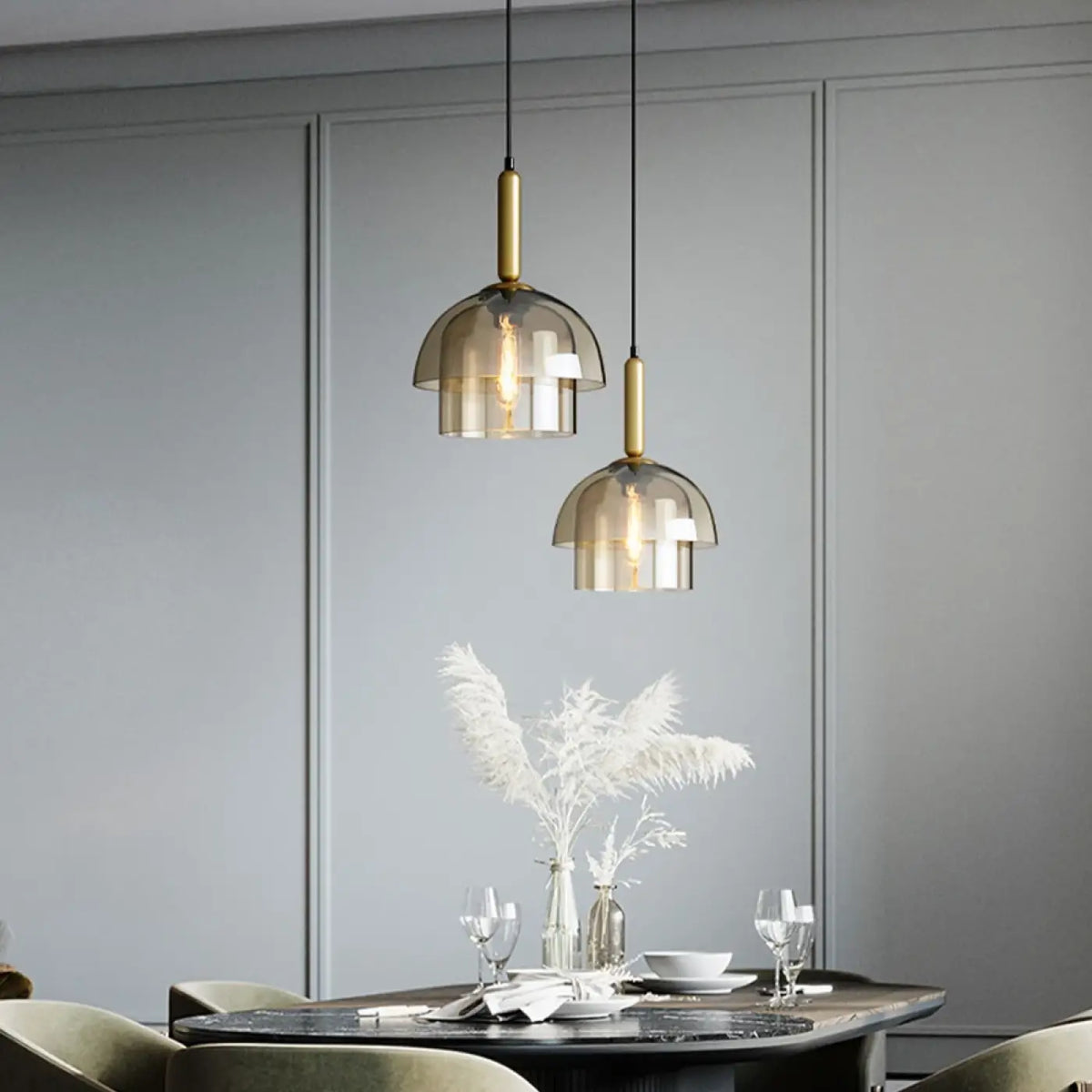 Suspension Cloche en Verre Ambré – Prinine