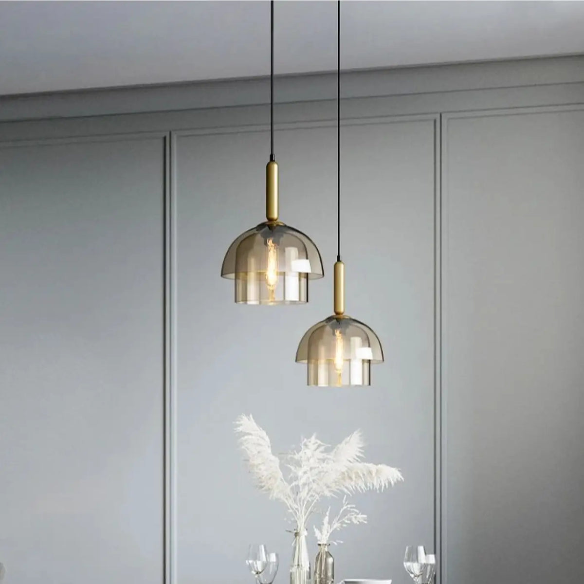 Suspension Art Déco Verre Fumé – Raman