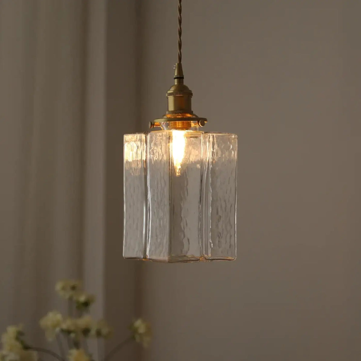 Suspension Vintage Verre et Laiton – Kamelle