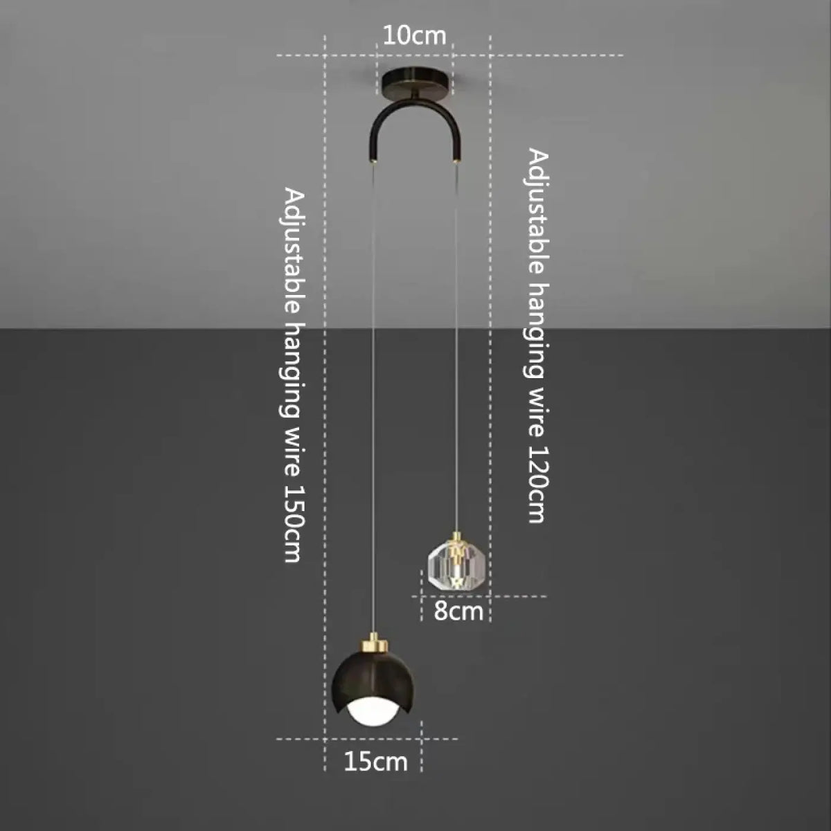 Suspension Bicolore Noir et Doré – Zirio