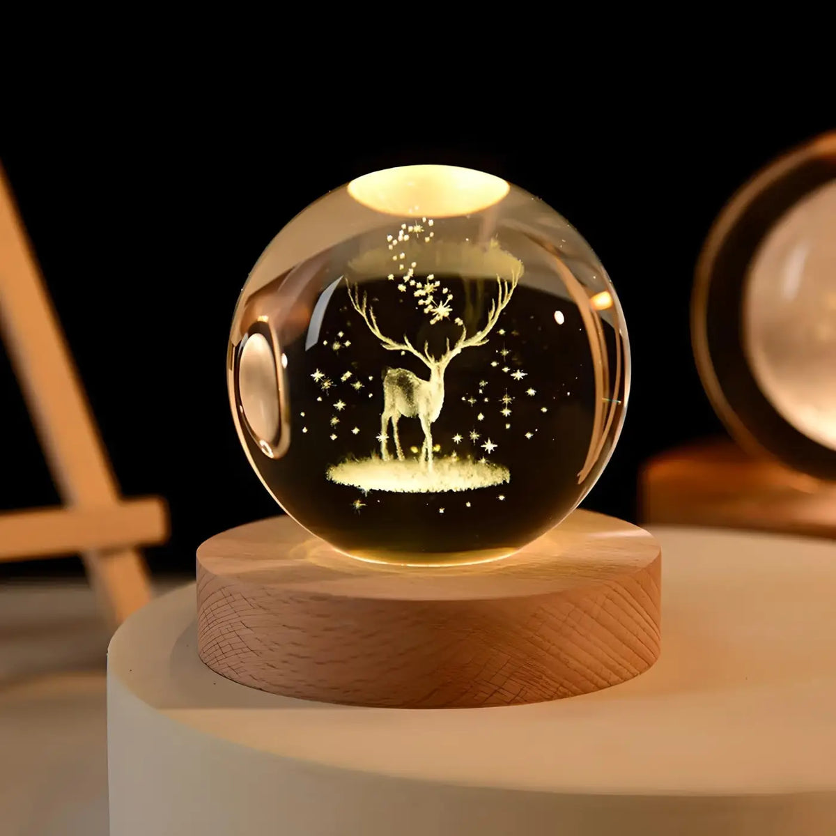Veilleuse Cerf en Cristal et Bois – Zosa